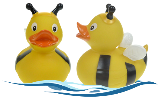 Badeente, die wie eine Biene aussieht